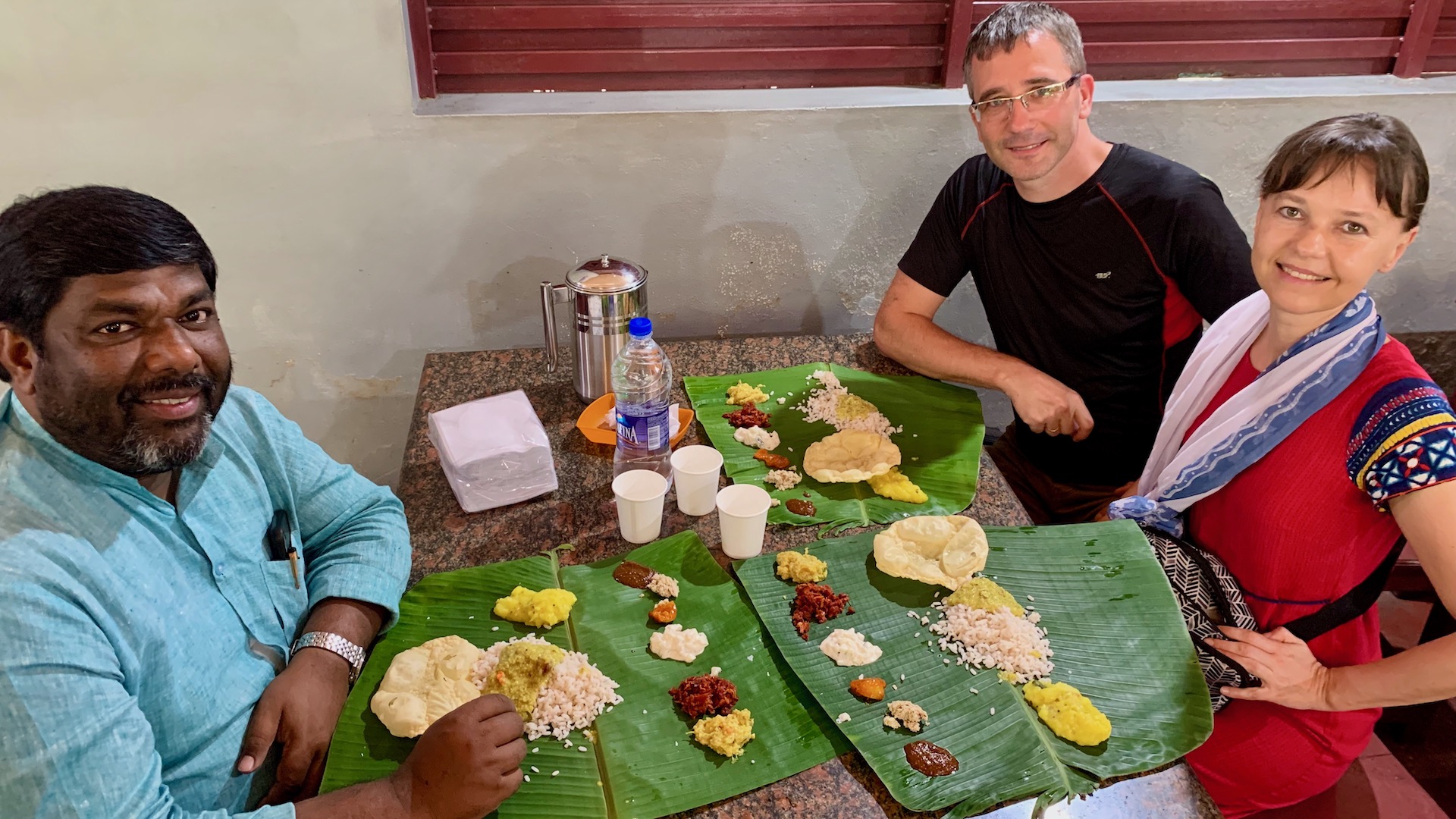 This is how in Kerala they use palm leaves as plates. Pastor Rajan is one of the key leaders of this project who is helping us to take care of the children.